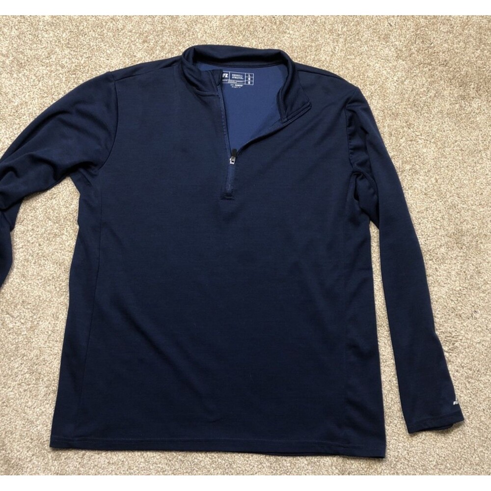 Russell Athletic Dri-power Lightweight 1/4 Zip Pullover Navy Blue Large